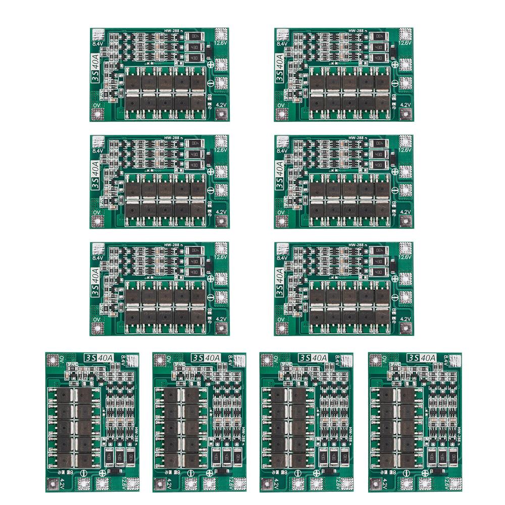 3S 40A Lithium Battery Protection Board Li-ion Lithium Battery PCB Protection Board Module 12V Board with Balance Charging