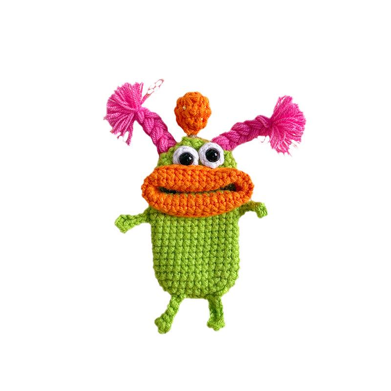 Niedliche Cartoon-Monster-Autoschlüsseltasche - Schlüsselhülle und Anhänger aus Wolle mit Wurstmaul