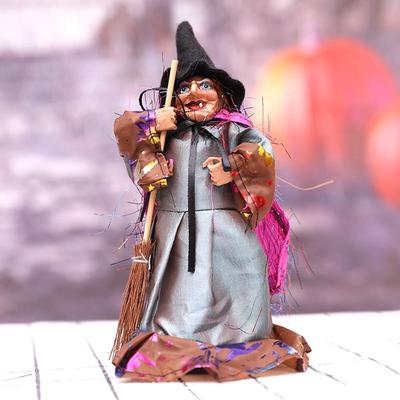 Color Random DIY Halloween Witch Ornaments Handmade With Broom Broom Witch Figurines Witch Witch Broom Props Home Decor