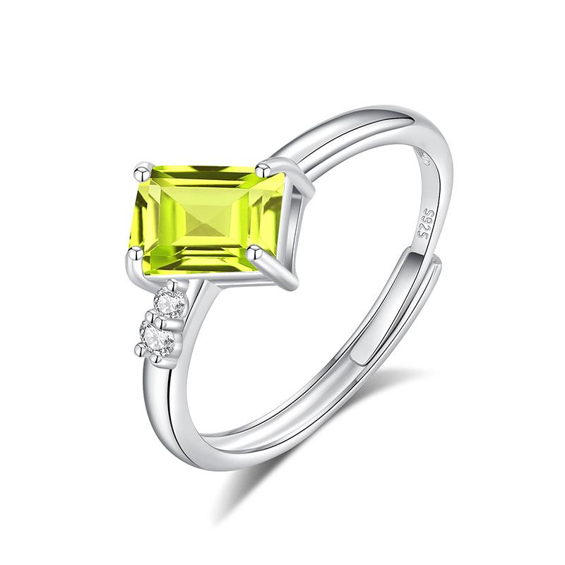 925 Sterling Silver Bowknot Crystal Ring, Adjustable Open Band with Natural Gemstone, Elegant Luxury Women's Jewelry, Perfect Gift