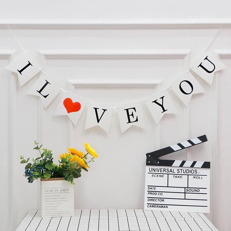 Valentine's Day Bilingual Fishtail Banner: Birthday, Proposal, Confession, Decorative Hanging Flag