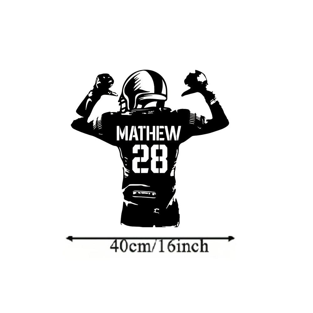 Metal Wall Art Personalized Football Player Sign Home Sports Decor Gift