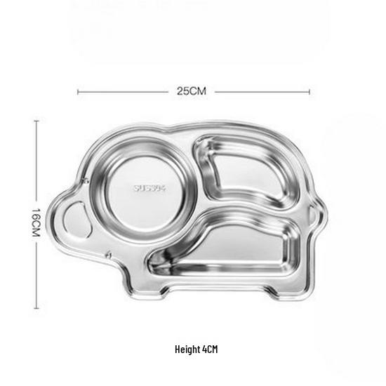 304 Stainless Steel Cartoon Divided Plate for Kids – Perfect for Kindergarten and School Canteens