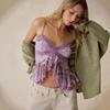 American Retro Spice Girl Style Lace Bottoming Shirt Women's Summer Sexy Backless Suspender Inner Shirt Mesh Splicing Top