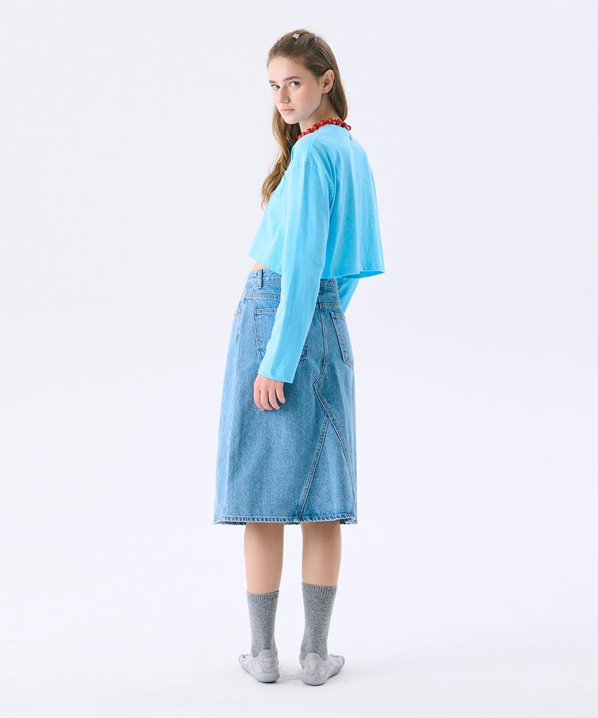 JUNEJUNE SPACE Flower Applique Crop T_Sky