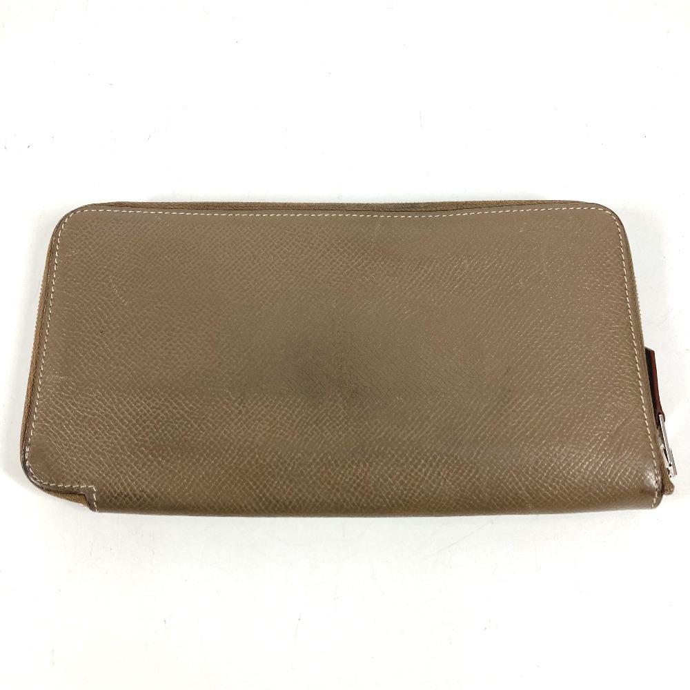 HERMES Azap Long Silk-In Wallet Zip Around Long Wallet Epsom Etoupe gray