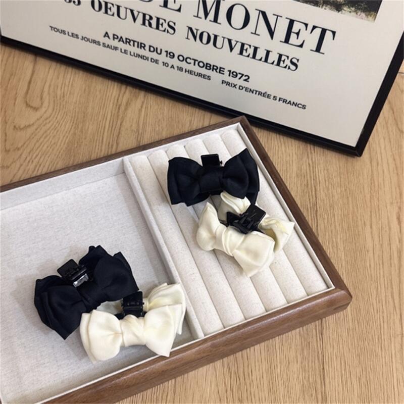 Elegant French Black Bow Hair Claw Clip for Women - Small Size, Versatile Princess Style for Bangs, 2025