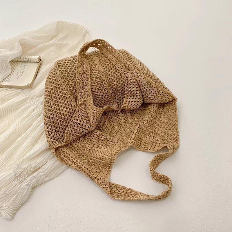Large capacity tote bag woven bag summer shoulder bag women's hand-woven bag new holiday beach bag