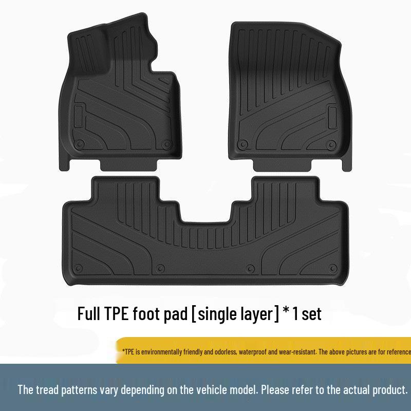 Ideal i8 Car Floor Mats Set - Black/Orange TPE, Fits 25 Models, Includes Trunk Mat.