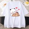 Cartoon Panda Bear Bubu and Dudu T Shirt EU Size Cotton Women Tops Kawaii Printed Harajuku Ullzang Tees ONeck Anime Female