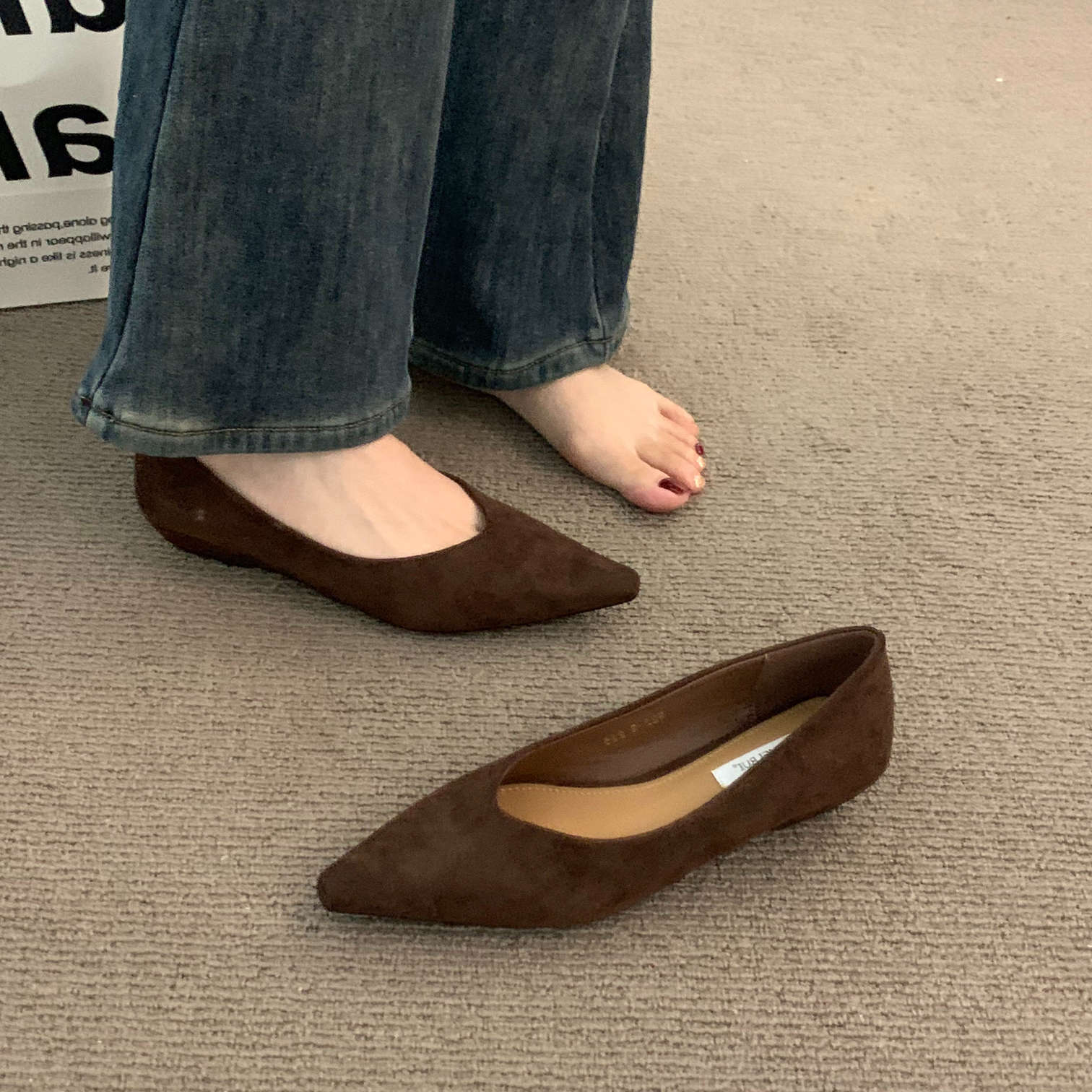 

French Premium Niche Brown Single Shoes Women s Shoes 2025 Autumn Wedge Heel Temperament Pointed Commuter Late Night Grandma Shoes 40 темно-коричневого кольору