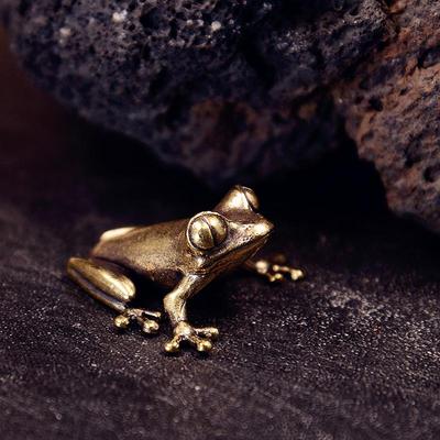 1 Stück Vintage Tier Miniatur Figur Messing Mini Frosch Figuren Kröte Schreibtisch Ornament Heimdekoration Handwerk Teetier Dekoration