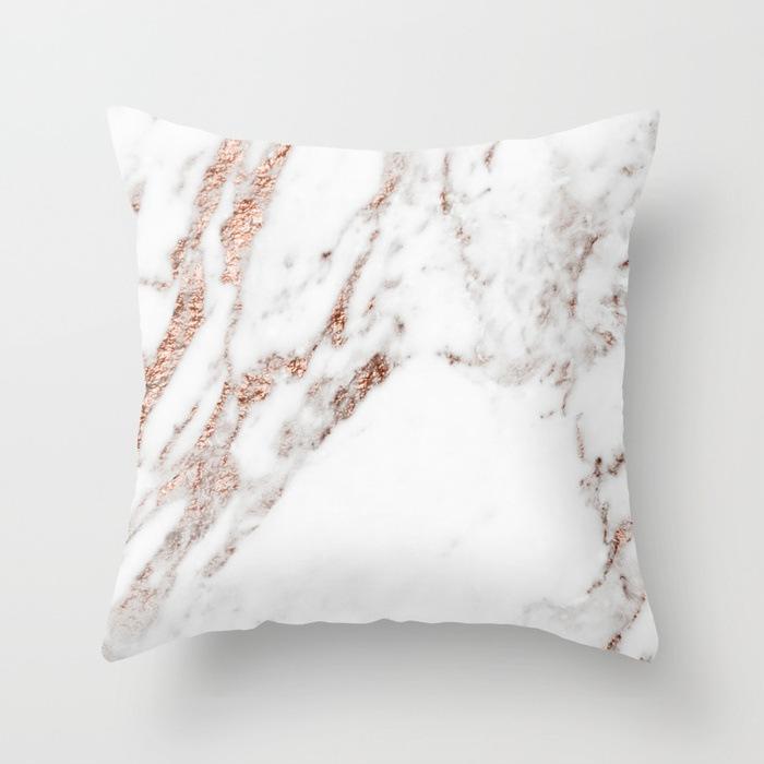

Ins Style Letter Peach Leather Velvet Pillow Case Marble Modern Simple Rose Gold Letter Sofa Cushion Premium Durable 45*45cm