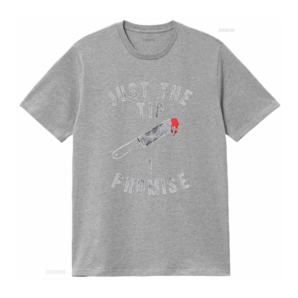 Halloween T Shirt Just The Tip I Promise Funny for Men Black M vintage Washed Stylish Top For Everyday Wear Breathable Slightly
