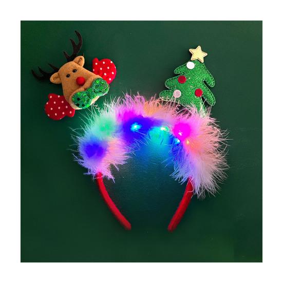 Ženy Dívka Obruč do vlasů LED Vánoční Sobí Dekor Santa Claus Čelenka Kreslený styl Cosplay Čelenka Fotografování Rekvizity