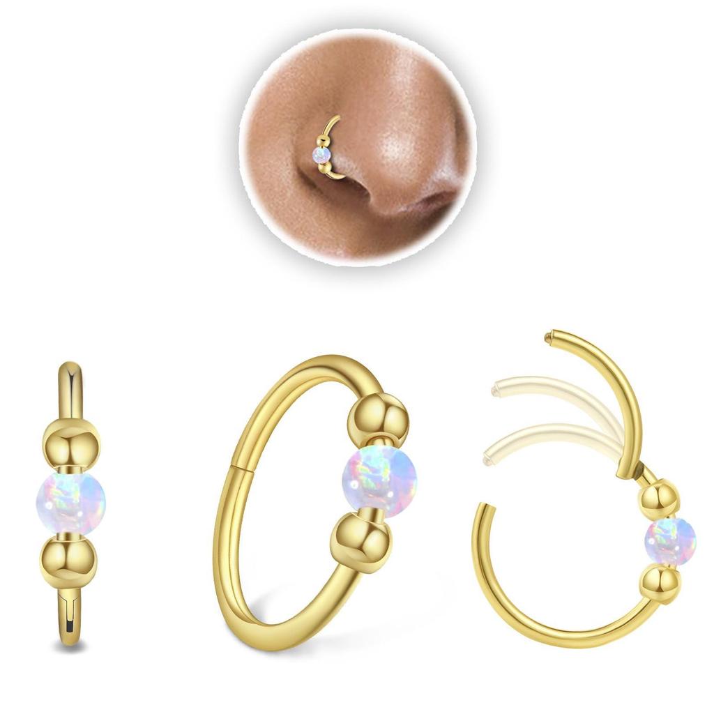 Stiloso Piercing Naso da Donna Occhio di Gatto con Pietra - Gioiello di Moda Semplice e Versatile