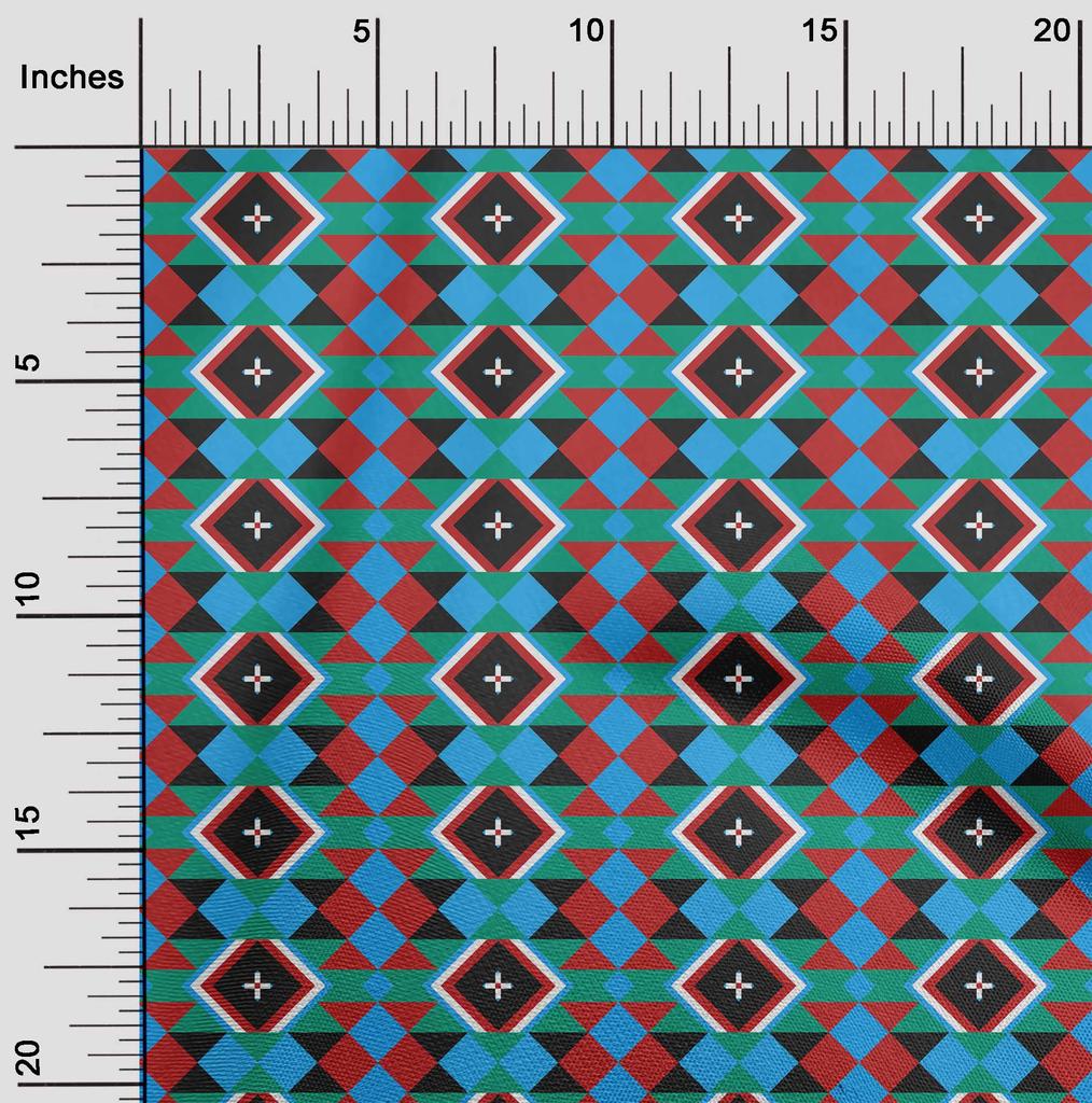 oneOone Cotton Flex Medium Blue Fabric Geometric  Sewing Craft Projects Fabric Prints By Yard 40 Inch