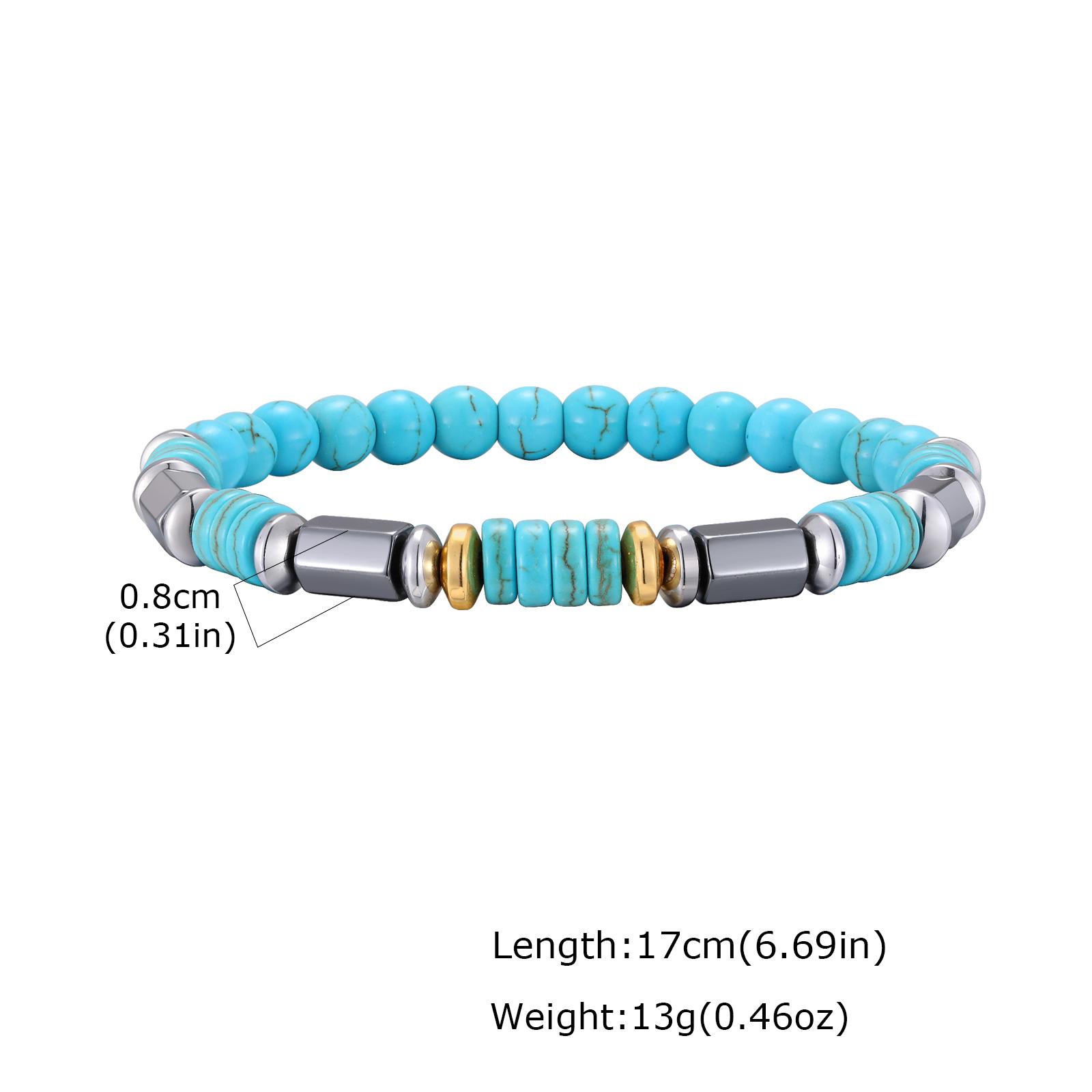 

Retro Imitation Natural Blue Stone Beads Bracelet for Men, Handmade Elastic Bracelets, Fashion Party Jewelry Accessories Gift