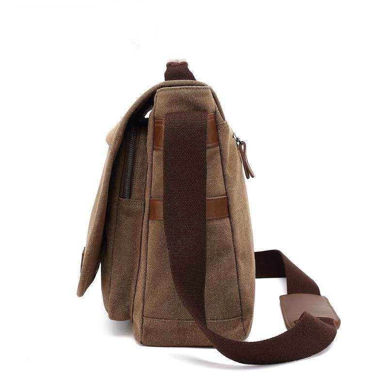 AUGUR Geantă clasică pentru bărbați, de culoare solidă, geantă retro din pânză de afaceri, care poate pune laptopul, geantă practică multifuncțională cu orificiu pentru căști