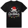 Merry Christmas Lights Red Santa Hat Xmas Family TShirt Summer Fashion T Shirts Cotton Short Sleeve Oversized Tshirt Tops
