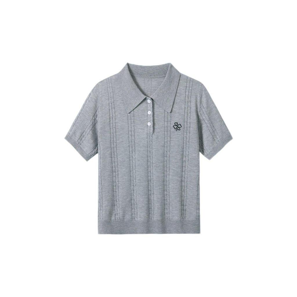 Northern Deer Lyocell-Triacetate Old Money Style Women's Polo Collar Knit T-Shirt