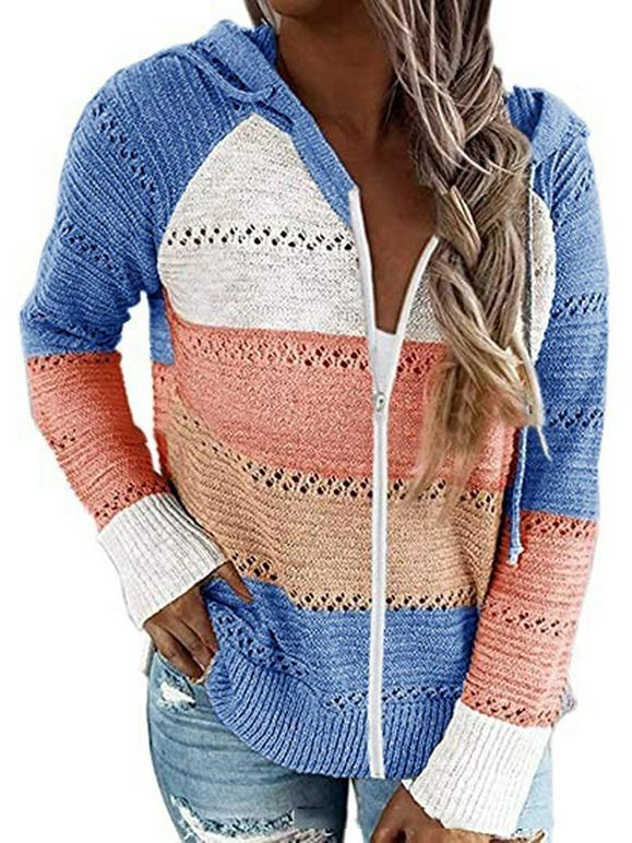 2025 Autumn & Winter Hooded Zipper Long Sleeve Sweater