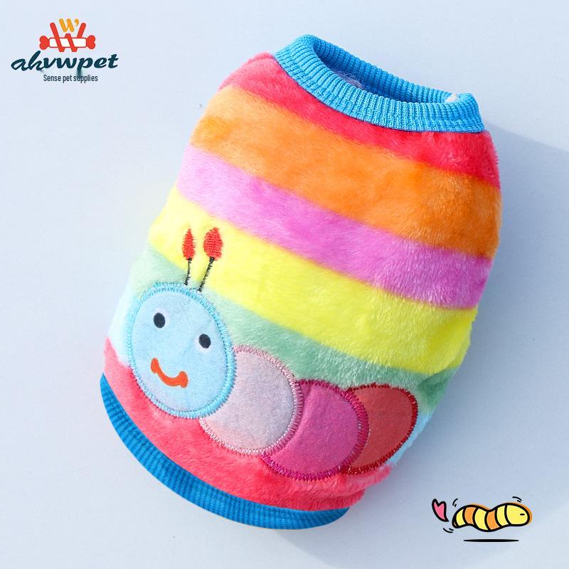 Cozy Cartoon Puppy Flannel Cat & Dog Vest - Warm Teacup Doggy Clothes for Small Pets