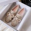 Flat Shoes for Women Autumn New Bow-knot Pearls Women Shoes Flats Retro Light Slip on Casual Loafers Zapatillas Mujer