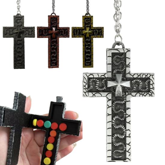 2/4Pcs Silver Color Necklace Handcrafted Symbolic Design Cross Pendant Necklace Multi-Purpose Fashion Jewelry Gift