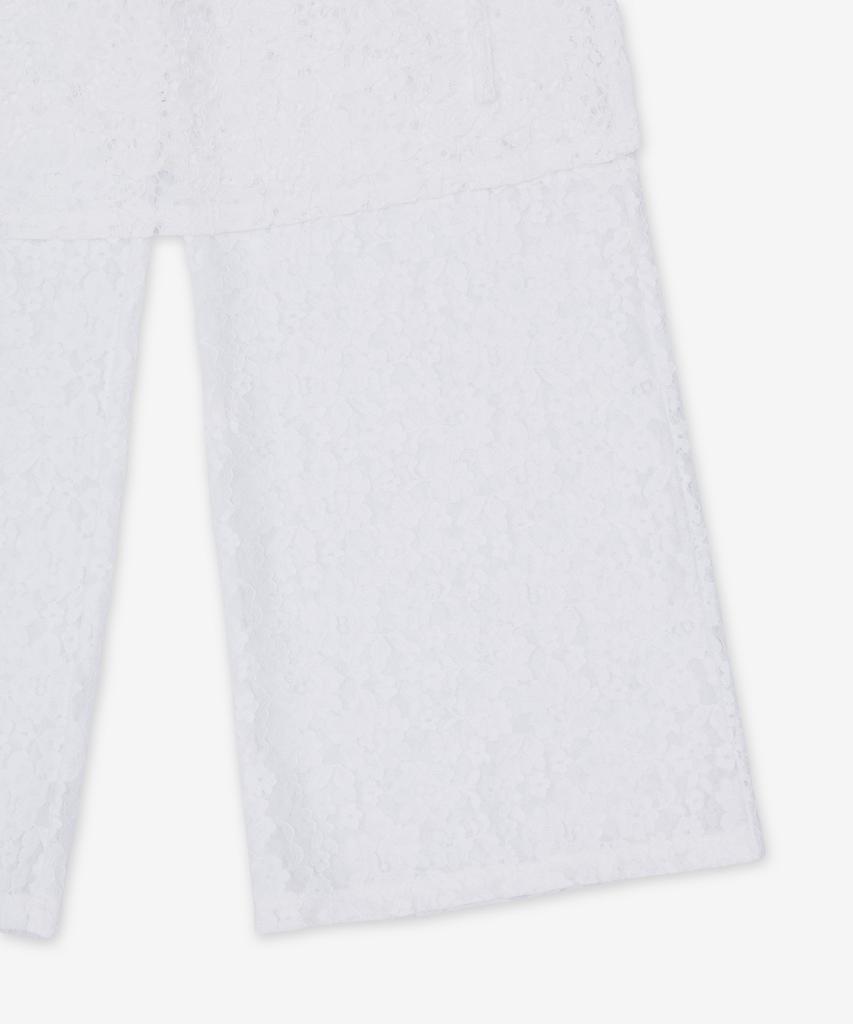 Mejongseupesyeol Side Gather Wrap Lace Skirt Pants - White / 21261465809Wht
