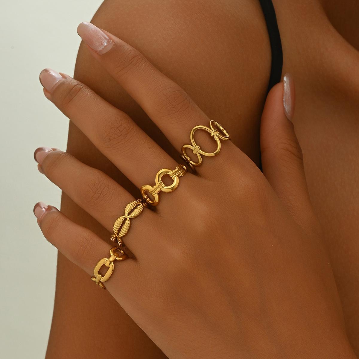 

Модный женский комплект колец Персонализированная ракушка Геометрическая форма Регулируемое отверстие Дизайн Кольцо на указательный палец