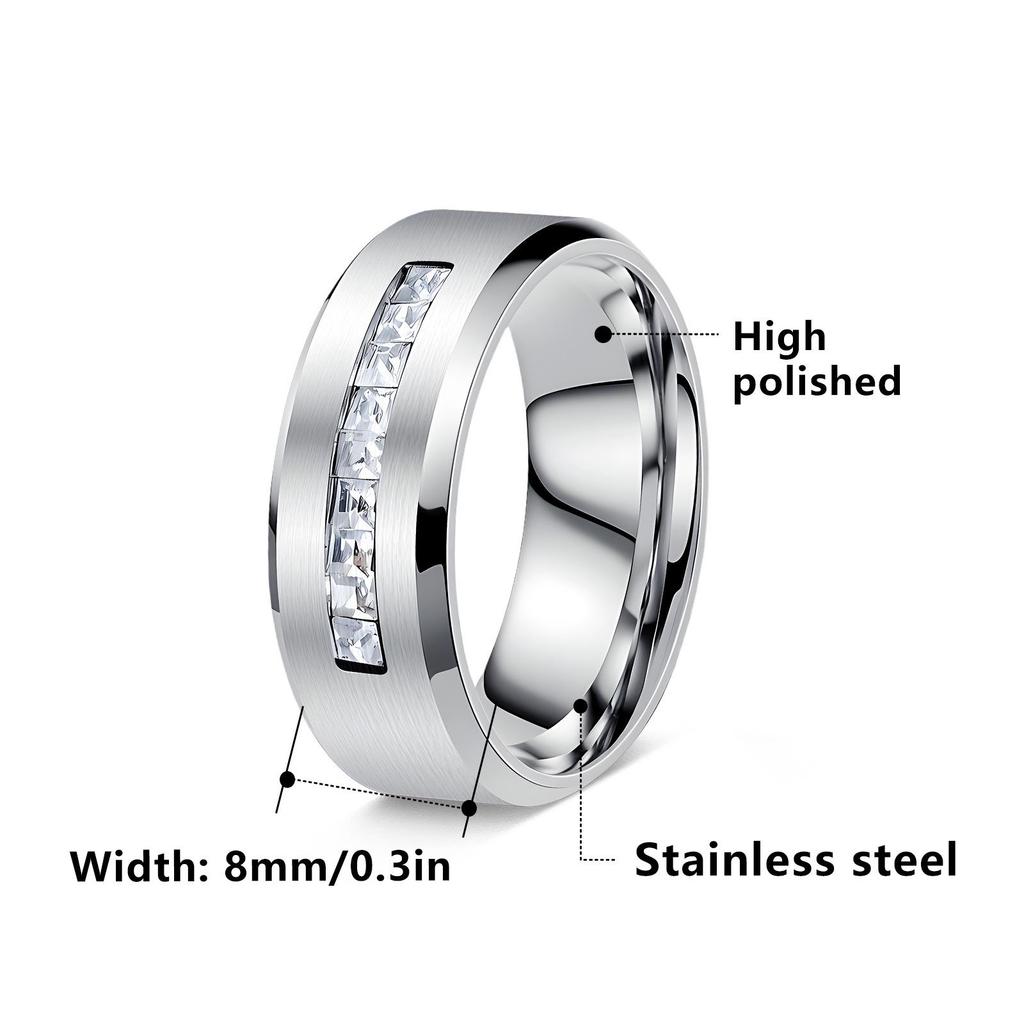 Titanium Steel Rotatable Half-Circle Diamond Couple Ring - Trendy & Stylish Jewelry