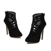 Zipper Sandals Heels11.5CM Women's High Heel Shoe Summer Trend Black Red Sexy Peep Toe Boots Fashion Stilettos Girls High Heels