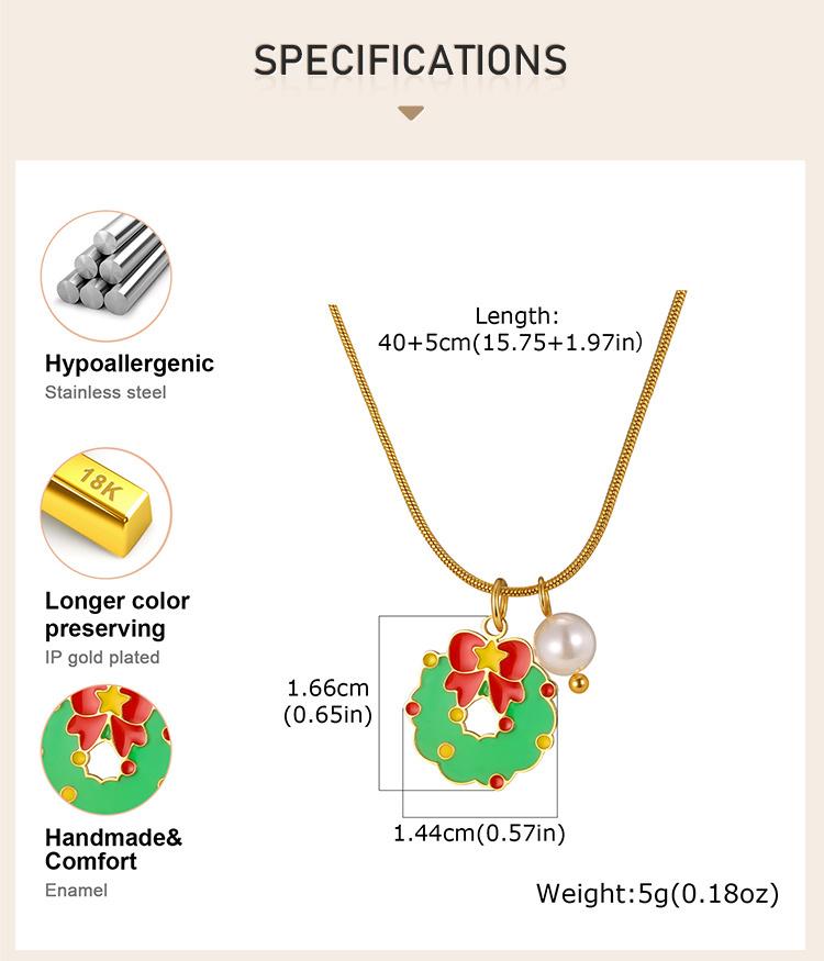 Collier de Noël pour femme, Chaîne en acier inoxydable réglable à la mode, Cadeaux de bijoux pour fête et festival