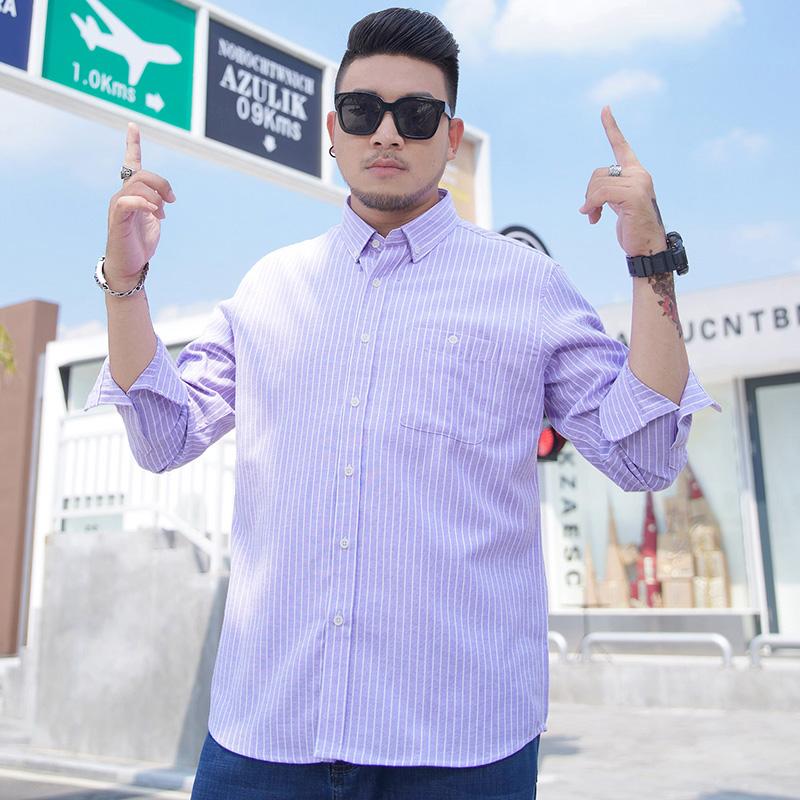 Plus Size 10XL Men's Spring And Autumn Long Sleeved Shirt, Men's Casual Loose Elastic Shirt
