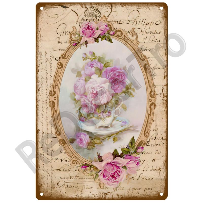 Lavender Metal Sign Plaque Vintage Flowers Tin Sign Wall Decoration For Room Art Garden Kitchen Home Living Room Iron Painting