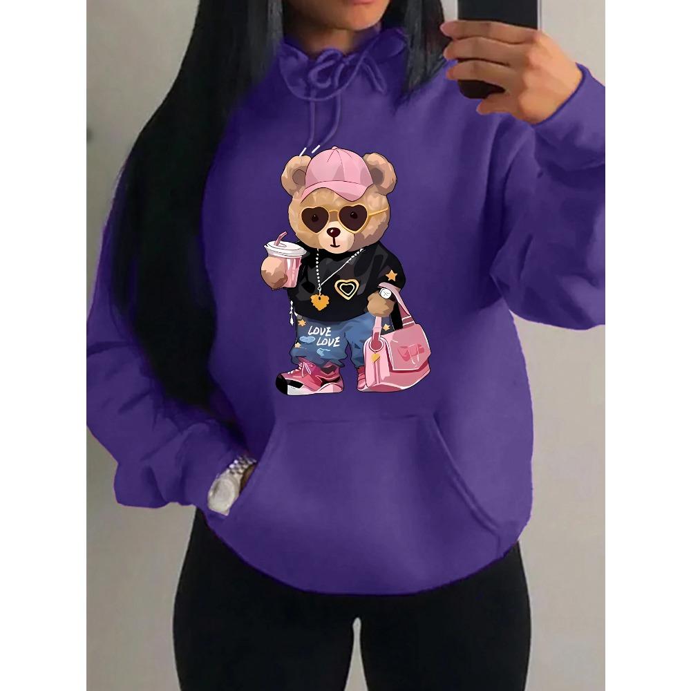 Cool Bear Sister Pattern Creative Design Women Clothes Creativity Fleece Hoodie Harajuku Pocket Pullovers Funny Autumn Hoody