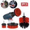 3Pcs Electric Scrubber Brush Drill Brush Kit Red Plastic Round Cleaning Tools For Carpet Glass Car Tires Nylon Brushes