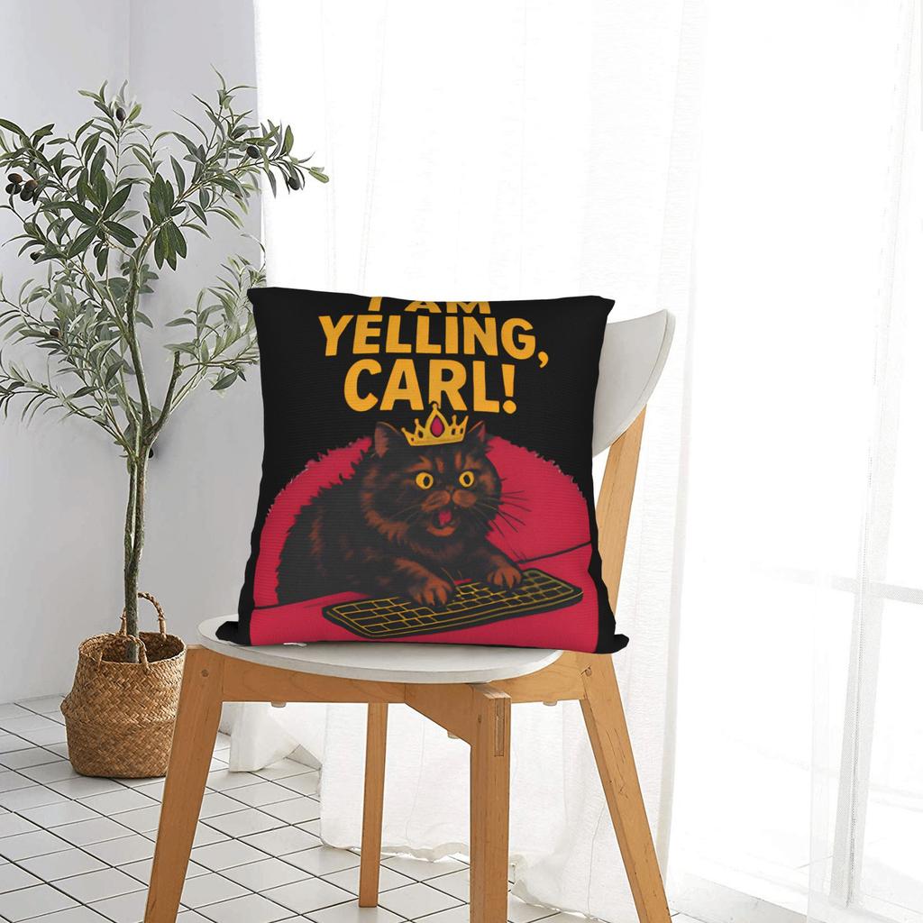 I Am Yelling Carl Donut Cat Meme Pillow Cover Square Cushion Cover Morden Pillow Case For Sofa Bedroom Home Decor