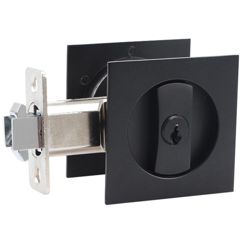 Pocket Door Lock Black Door Hardware Lock Sliding Door Lock With Keys чёрный
