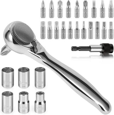 Bestgle Mini Ratchet Wrench Driver Bit Set with Small Reversible Ratchet Wrench and Storage Case for Repairing Household Appliances 28-Piece 72-Tooth