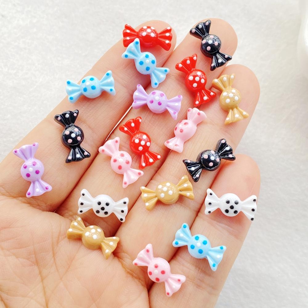 30Pcs Cute Mini Cartoon Candy Series Flat Back Rhinestone Bead Scrapbook DIY Manicures Appliques Accessories Crafts