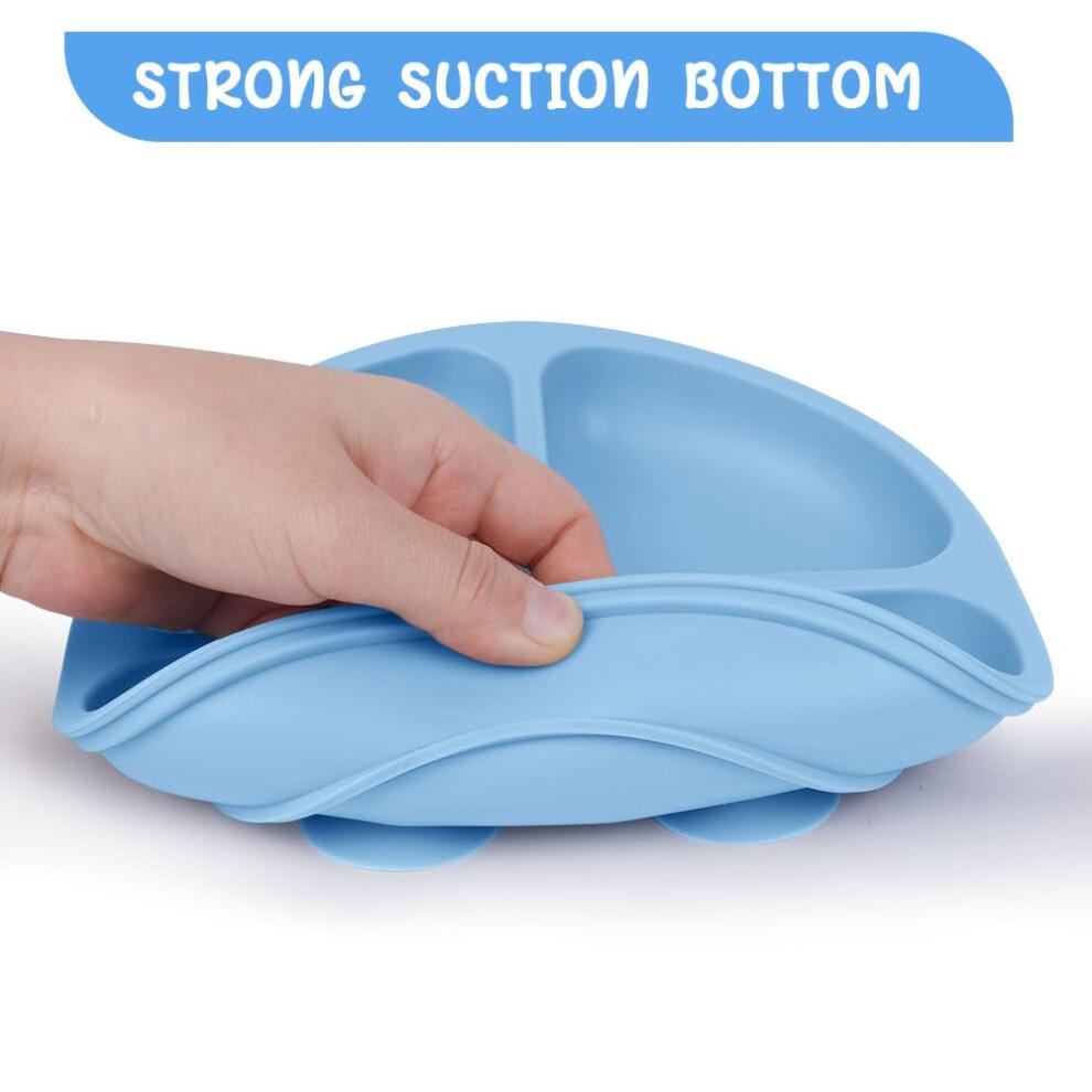 Vicloon Baby Suction Plate, 2Pcs Silicone Baby Suction Plates, Non Slip Silicone Toddler Weaning Plate, Divided Dishes for Toddler Kids Self Feeding,