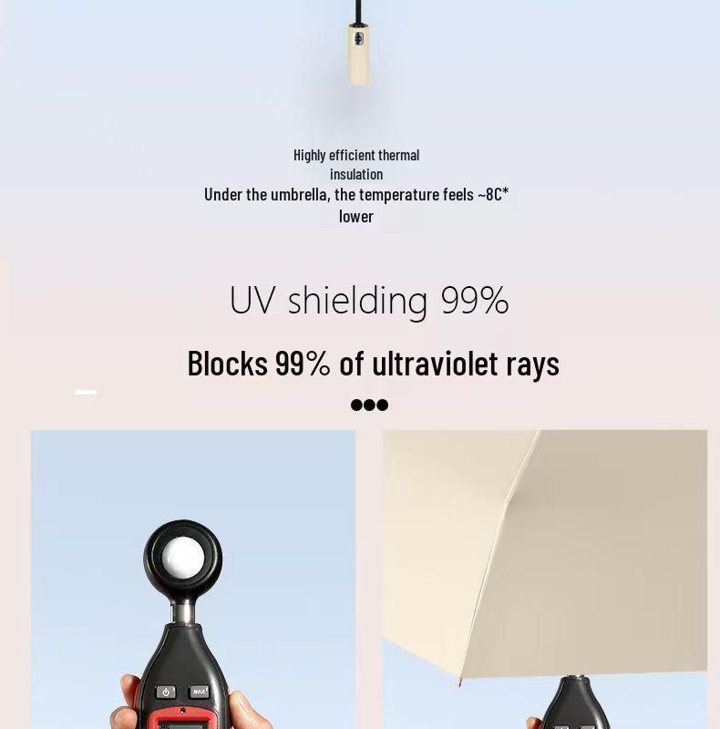 Compact Auto Open/Close Sun & Rain Umbrella with Custom Logo - Three-Fold Design for Dual Use