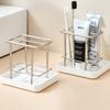 Stainless Steel Toothbrush Holder With Tray Simple Design Washbasin Storage Rack Bathroom