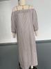 Available for 2026: New Spring Striped Off-Shoulder Dress for Women in Cotton and Linen - Perfect Vacation Style
