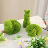 Green Flocked Bunny Figurine Moss Green Animal Sculpture Decorations  Outdoor Patio