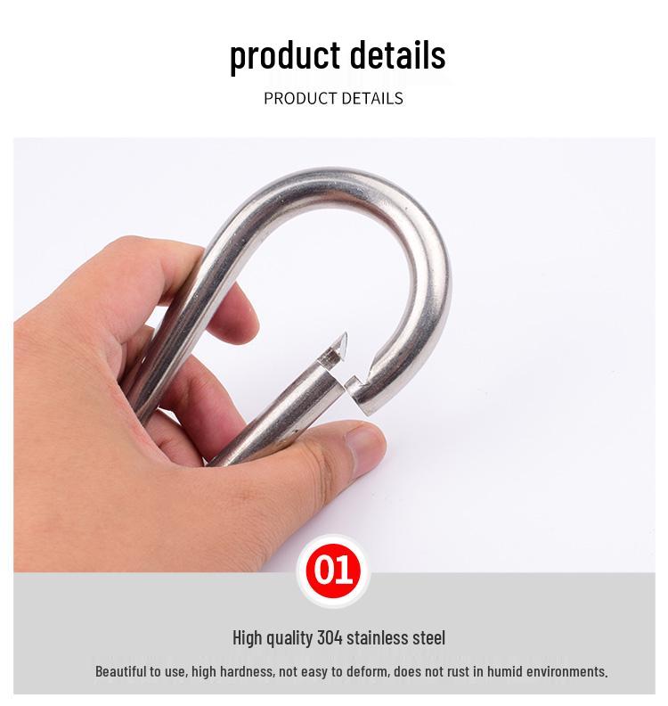 304 Stainless Steel Spring Buckle Carabiner: Dog Chain Hook, Key Ring, Safety Clip
