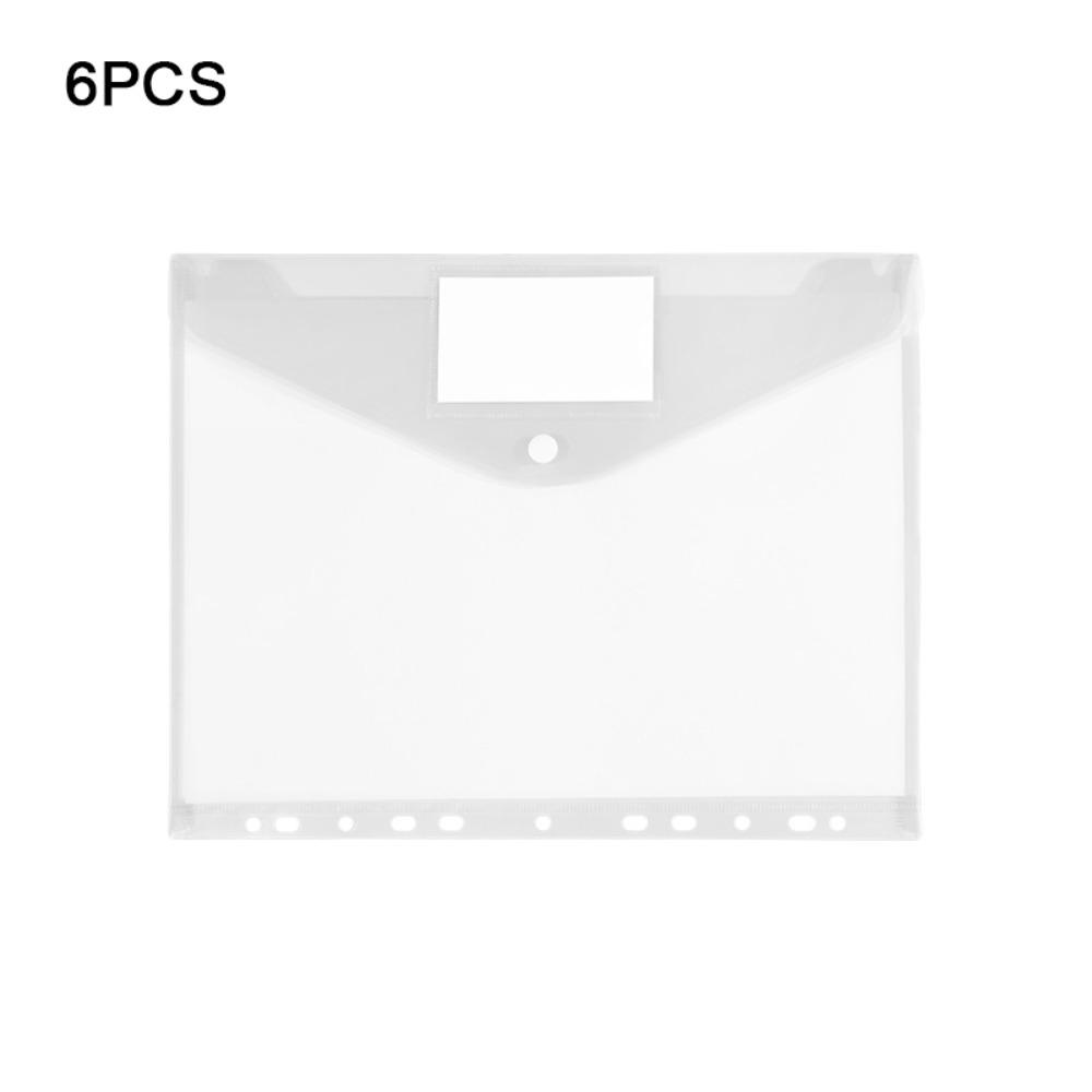 6pcs Colorful Plastic Binder Folders A4 Clear Punched Pockets Snap Closure 11 Holes Label Loose-Leaf School