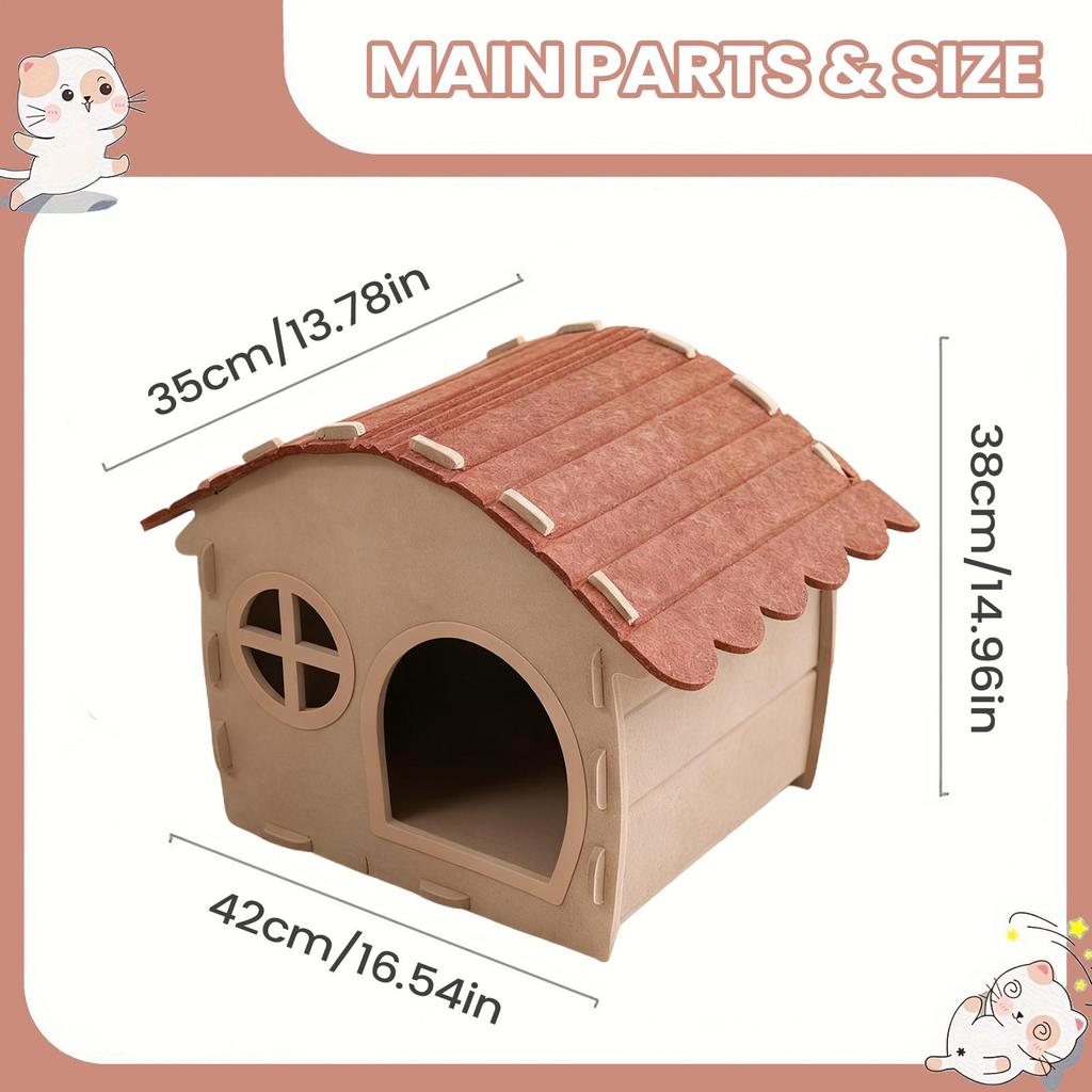Felt Pet Sleeping Shelter Semi-Enclosed Cat Sleeping and Playhouse Outdoor Stray Cat House for Kitten Porch Garden